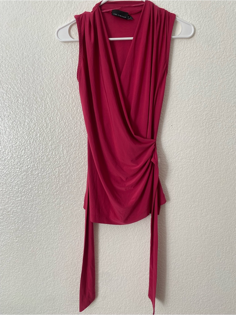 The Limited Sleeveless Draped Wrap-Style Camisole in Berry